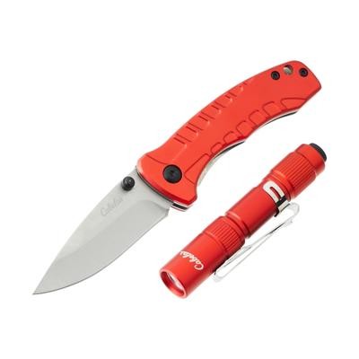 Cabela's Outdoor Essentials Flashlight and Folding Knife Combo - Red