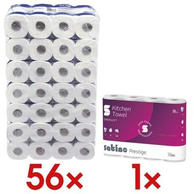 OTTO Office Toilettenpapier 3-lagig - 56 Rollen inkl. Küchenrollen 3-lagig, 4 Rollen weiß