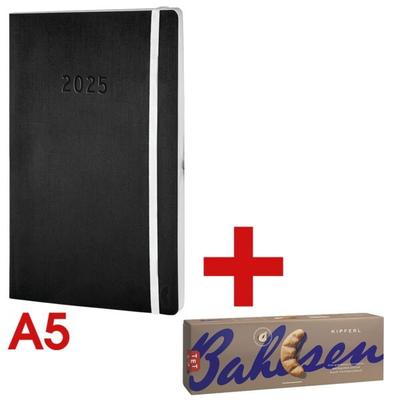 Chronoplan Buchkalender Wochenkalender A5 »Chronobook Black & White Edition« Softcover 2025 schwarz, 13.5x21 cm