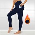 Per donna Pantaloni da yoga Leggings foderati in pile Leggings da yoga Vita Alta Pilates Allenamento in Palestra Allenamento Collant Tinta unica Nero Blu marino scuro Grigio scuro Pile Autunno Inverno