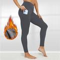 Per donna Pantaloni da yoga Leggings foderati in pile Leggings da yoga Vita Alta Pilates Allenamento in Palestra Allenamento Collant Tinta unica Nero Blu marino scuro Grigio scuro Pile Autunno Inverno