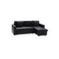 Canapé D'angle Convertible Simili Clark 3 Places Noir
