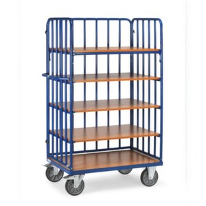 Fetra Etagenwagen, Tragl. 500kg, 5 Etage(n), Ladefl. LxB 1000x600mm, Holzböden, RAL5007 Image