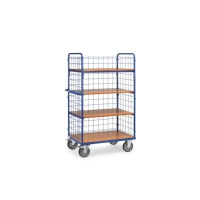 Fetra Etagenwagen, Tragl. 600kg, 4 Etage(n), Ladefl. LxB 1000x600mm, Holzböden, RAL5007 Image