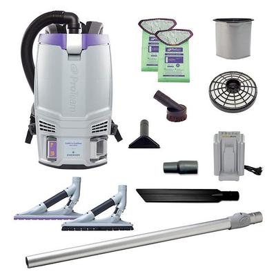 ProTeam GoFit 6 Cordless 8Ah 6 qt. Commercial Backpack Vacuum #107788 with ProBlade Hard Surface & Carpet Floor Tool Kit #107532