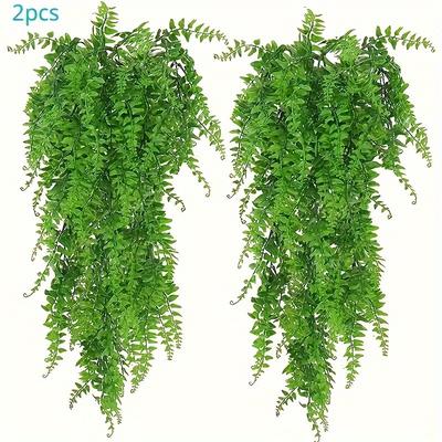 TEMU 2pcs Outdoor Artificial Boston Fern Wreaths - Durable Plastic Vine Greenery For Home Decor, Get Well Occasions, Uv-protected Faux Plants For Indoor & Outdoor Display