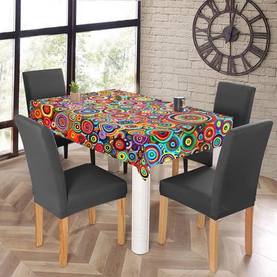 TEMU 1pc Vibrant Circle Pattern Tablecloth - Polyester, Machine- Intricate For Dining Room Decor, Parties & Outdoor Use, Dining Table Decoration Image