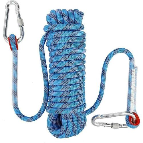 XVX - Kletterseil mit statischem Sicherheitskarabiner, 10 mm, Polyester, Bergsteigerseil, Rettung