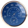 Großes rundes Hygrometer-Thermometer. Hygrometer misst Temperatur und Luftfeuchtigkeit. Blau