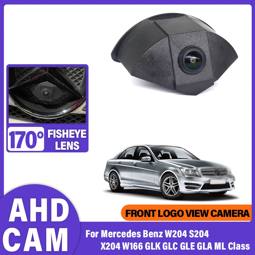 Ahd 1080p fisheye ccd auto front view parkplatz positive logo kamera für mercedes benz w204 s204 x204 w166 glk glc gle gla ml klasse Image