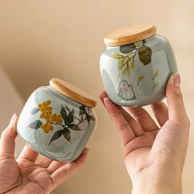 Ice Flake Ruyao Teekanister, Keramik, tragbar, versiegeltes Glas, Snack-Vorratsglas, Tee-Aufbewahrung, Teebehälter