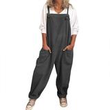 DondPO Jumpsuits for Women Womens Plus Size Overalls Jumpsuit Romper with Pockets Solid Color Long Sleeveless Casual Jumpsuit For Women Women Overalls Baggy Overalls for Women Brown 5XL Clearanceï¼�