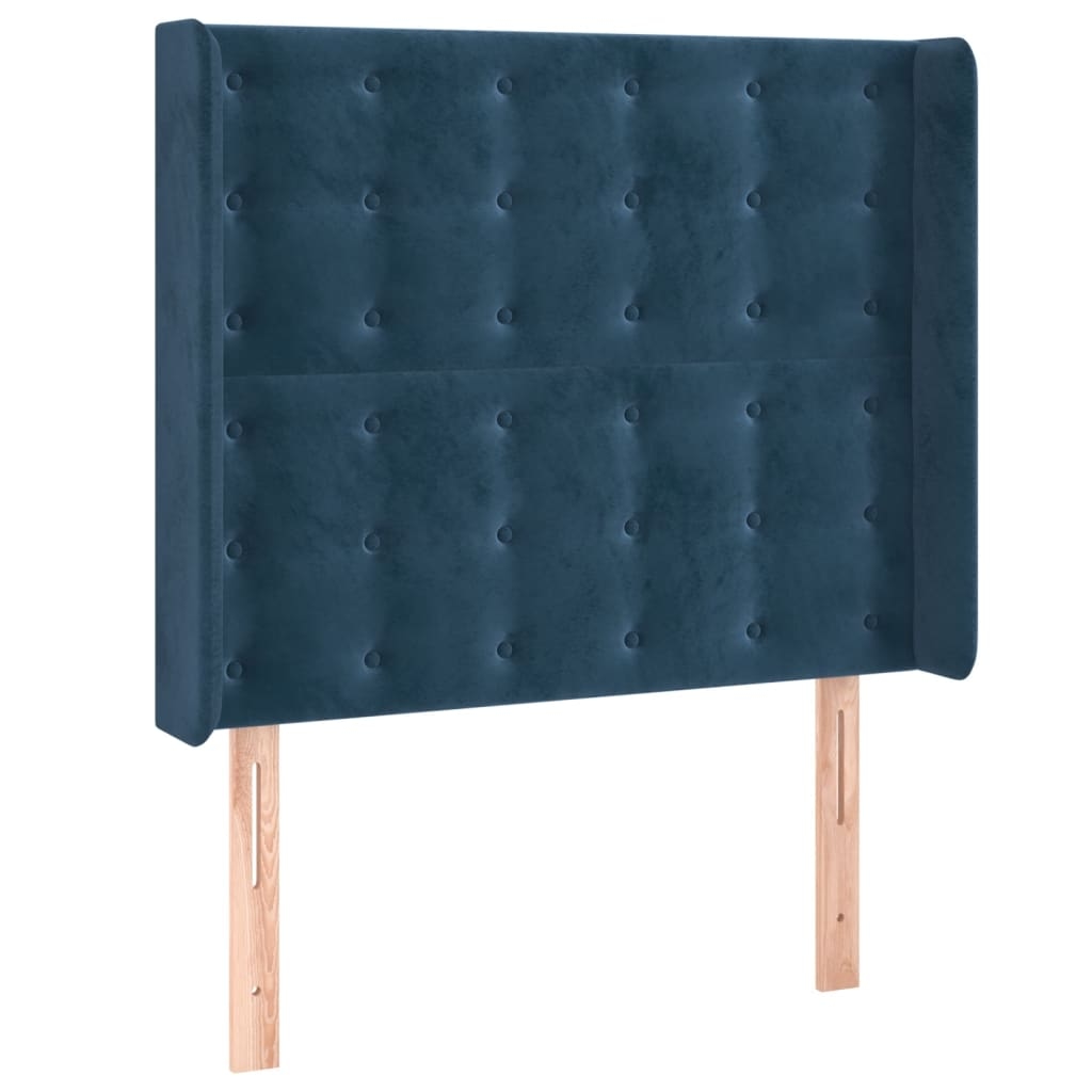 vidaXL Kopfteil mit Ohren Dunkelblau 93x16x118/128 cm Samt Image