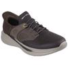 Slip-On Sneaker SKECHERS "SLADE", Herren, Gr. 44, braun (braun, dunkelbraun), Leder, Textil, Synthetik, casual, Schuhe, Komfortschuh mit komfortablem Heel Pillow™ Fersenkissen