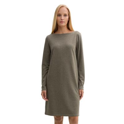 Midikleid TOM TAILOR, Damen, Gr. 46, N-Gr, beige (cargo beige), Web, Obermaterial: 66% Polyester, 32% Viskose, 2% Elasthan, kariert, casual, gerade knielang, U-Boot-Ausschnitt, Langarm, Kleider, mit U-Boot-Ausschnitt Image