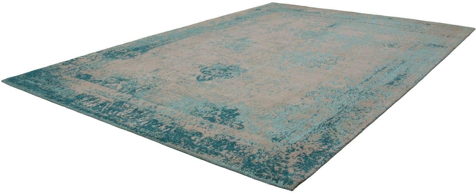 Teppich CALO-DELUXE "Hector 285" Gr. 3, blau (türkis), B:120cm H:10mm L:170cm, Baumwolle, Kunstfaser, Teppiche, Teppich, Vintage Design, Wohnzimmer