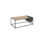 Table Basse Rectangulaire Avec Range Magazine En Mdf Et Métal - Beige Et Noir