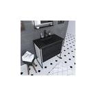 Meuble De Salle De Bain 80x50cm Blanc - 2 Tiroirs Noir Mat - Vasque Resine Noire Effet Pierre
