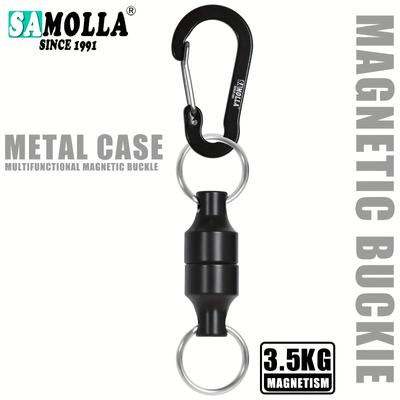 TEMU Magnetic Net Release Holder With Coiled Lanyard, Strong Magnet Carabine Buckle Anti-drop Rope Trolling Tools, Fishing Accessories