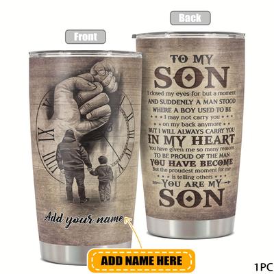 TEMU Personalized Custom Name 20 Oz Tumbler: A Funny Print Mug Tumbler For Dad To Son, Perfect For Christmas, Birthday, Or Any Special Occasion