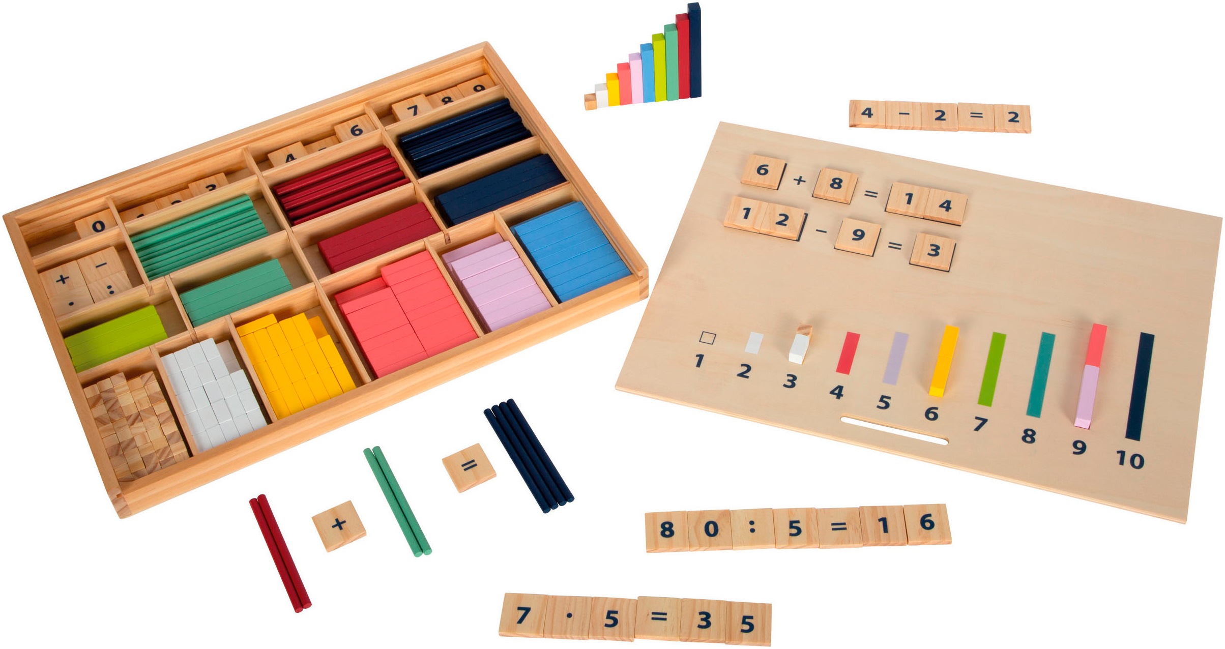 Lernspielzeug SMALL FOOT "Lernbox Rechenstäbchen - Educate", bunt, Lernspielzeug, KinderB:31cm H:4cm L:42cm, Holz, FSC - schützt Wald, B:31cm H:4cm L:42cm