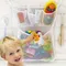 Sac en maille pour salle de bain à domicile, rangement de jouets de bain pour réception-cadeau pour bébé avec ventouses fortes, pochette de rangement de jouets de salle de bain pour enfants en bas âge