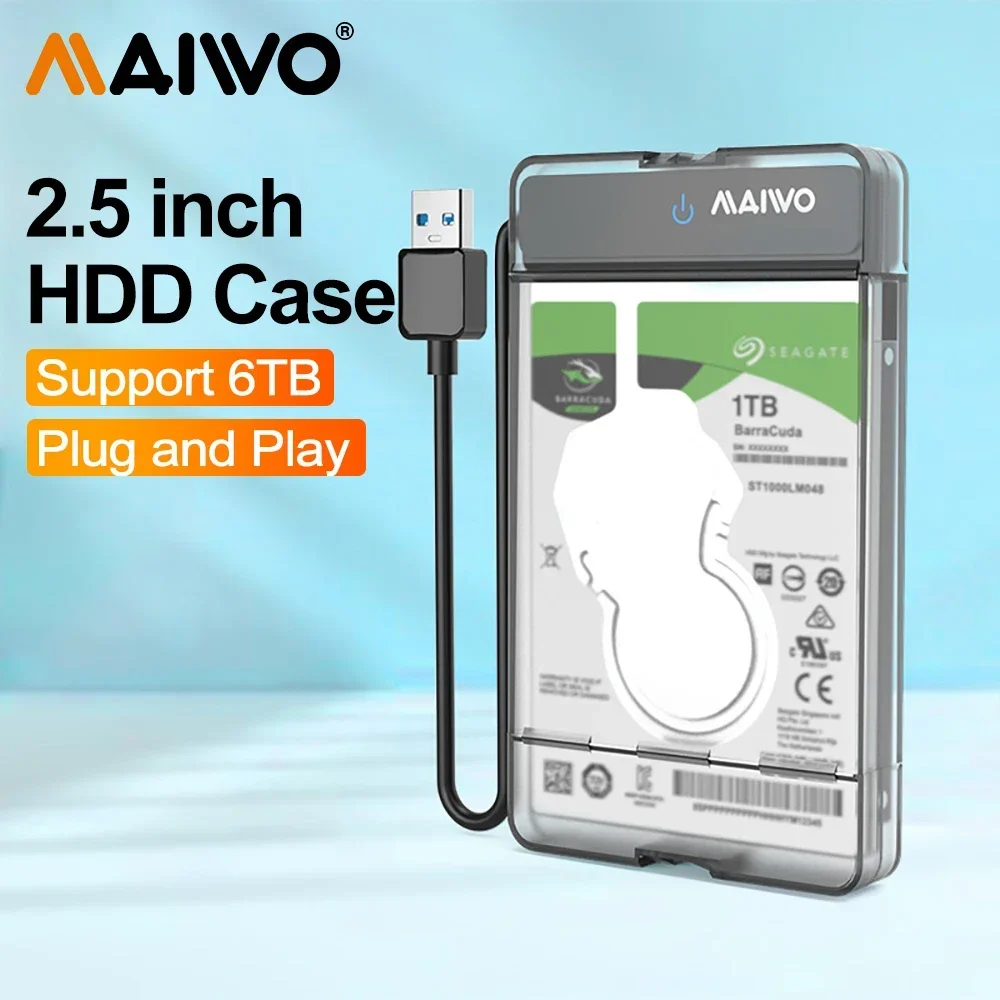 MAIWO 2.5 pouces boîtier de disque dur SATA vers USB 3.0 type-c boîtier de disque dur externe 5Gbps vitesse SATA SSD boîtier de disque dur 6 to boîte de rangement