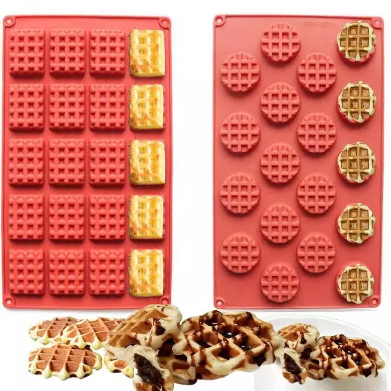 Mini-Waffelform aus Silikon, Waffelform, antihaftbeschichtet, für Kuchen, Kekse, Schokolade, zum Backen von Keksen Image