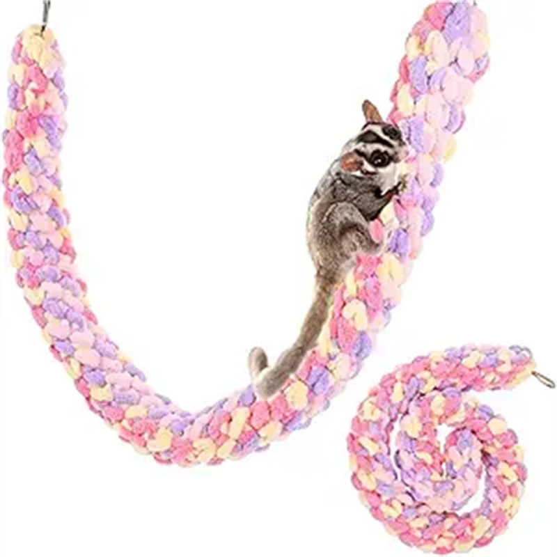 Sugar Glider Kletterseil, dickes, weiches Hamster-Schaukelseil, geflochten mit Hängeschloss, Schnalle, hängendes Rattenspielzeug, Meerschweinchenpapagei Image