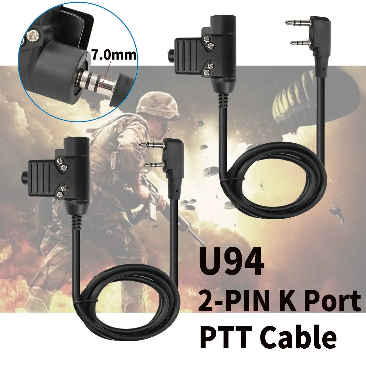 1/2 Stück BAOFENG 2-poliges auf 7 mm Walkie-Talkie-Headset-Adapter, Ohrhörer-Adapterkabel für BAOFENG UV-5R 21 BF-888S Funkgerät Image