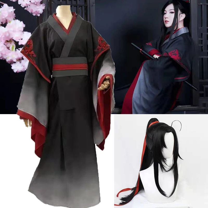 Mo Dao Zu Shi Wei Wuxian Wei Ying Cosplay Kostüm Für Männer Mo Dao Zu Shi Wei Wuxian Vereinfachte Version halloween perücke schuhe Image