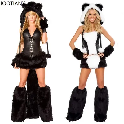 Frauen Sexy Pelzigen Cartoon Tier Cosplay Kostüme Anime Kaninchen Fuchs Catwoman Phantasie Kleid Image
