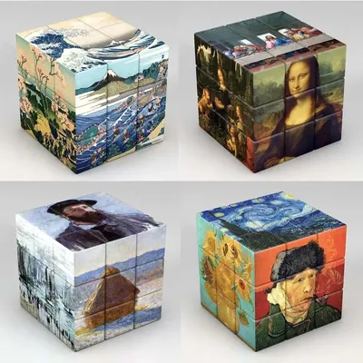 3x3x3 Zauberdruck Zauberwürfel Van Gogh Multi-Element Angepasstes Muster Zauberwürfel Image