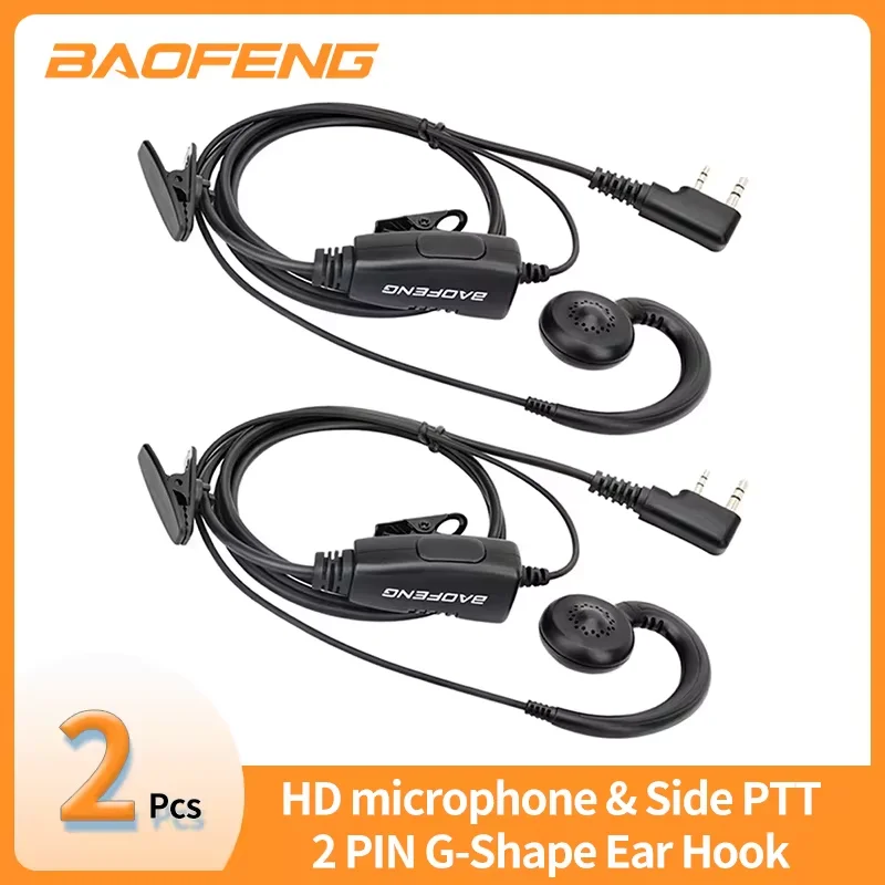 1/2 stücke BAOFENG 2 Pin G-form Ohr Haken Headset Ohrhörer PTT Für Baofeng UV5R UVS9 UV-13 UV-17 UV-21 UV16 PRO PLUS Walkie Talkie Image