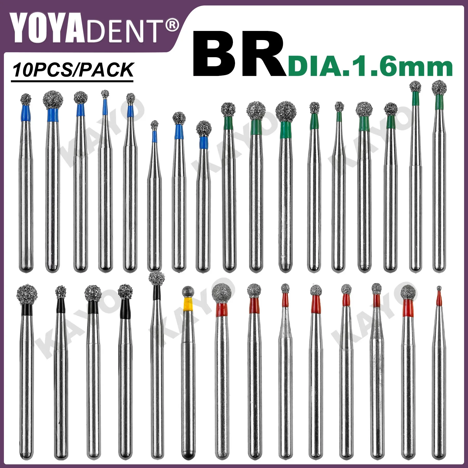 BR Typ Zahnbohrer Diamantbohrer Zahnmedizin Erdbeeren für Hochgeschwindigkeitshandstück Dentallabor Polieren FG Durchmesser 1,6 mm 10 Stück/Packung Image