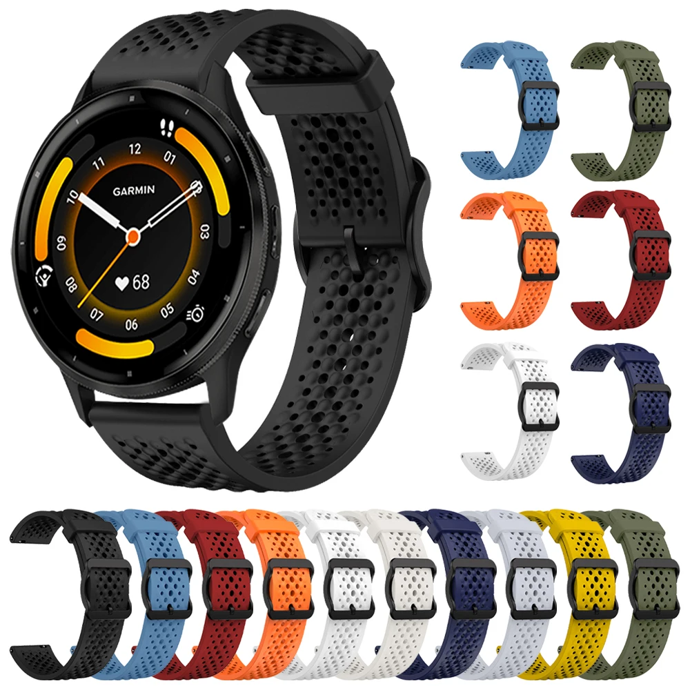 Atmungsaktives Band für Garmin Venu 3 Venu2 22mm Uhren armband Vorläufer 265 255 Musik Vivo active 4 Armband Silikon Sport Uhren armband Image