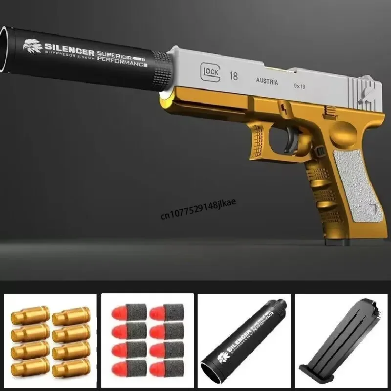 Spielzeug pistole Soft Bullet Spielzeug pistolen M1911 Shell Ausgeworfen Schaum Darts Blaster manuelle Airsoft-Waffe mit Schall dämpfer für Kinder Erwachsene Image