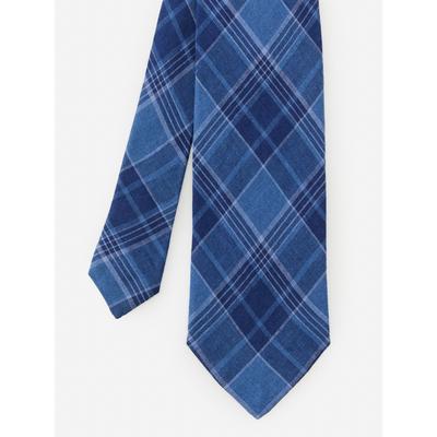 J.McLaughlin Men's Linen Tie in Plaid Navy/Chambray
