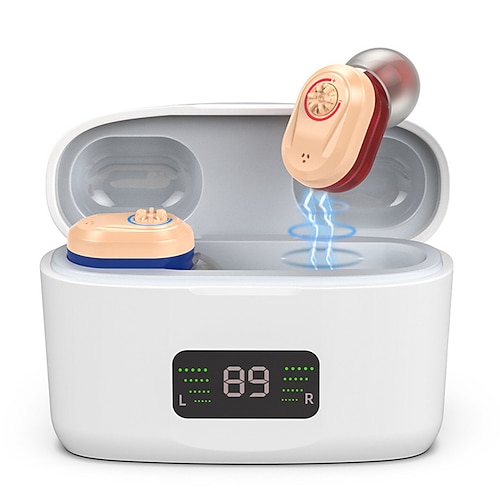 Hörgerät Mit LED Ladecase Unsichtbare Hörverstärker Ladevorrichtung Hörhilfe Hörgeräte Hörverlust Kompensation Valentinstagsgeschenk Image