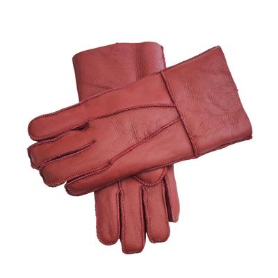 Rote Unisex-Handschuhe aus Schaffell mit aufrollbaren Bündchen Image
