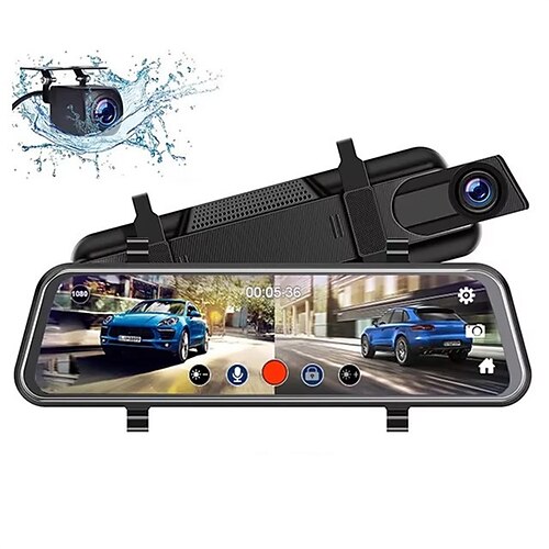 Touchscreen-Spiegel 1080p Armaturenbrettkamera Auto-DVR-Spiegel vorne und hinten Doppelobjektivkamera Dashcam HD 1080p Rückspiegel 1080p Armaturenbrettkamera Videokamera Image