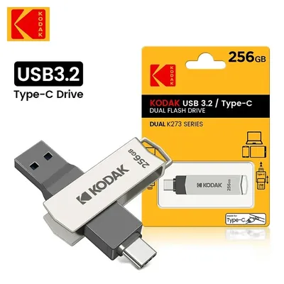 3PCS Kodak K273 USB 3.2 Metal USB Type C 2 in 1 Flash Drive 32GB 64GB 128GB 256GB For Smartphone