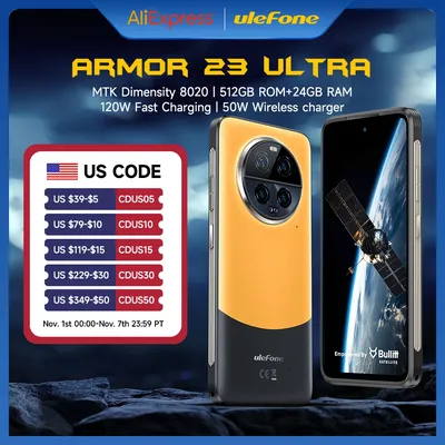 Ulefone Armor 23 Ultra 5G Rugged Phone Satellite Message 120W Smartphone 64MP Night Camera