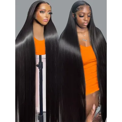 250 Density Brazilian 30 40Inch Bone Straight 13x4 13x6 HD Lace Frontal Human Hair Wigs 7x5 13x4 Glueless Wig Ready to Wear