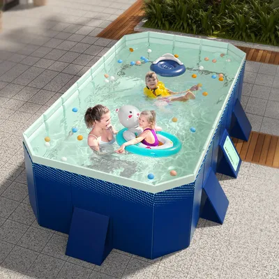 Collapsible Swimming Pool Lnflatable-Free Portable Pool for Friends and Kids Extra Large Bathing Tub