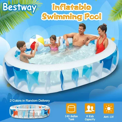 90×60×20In Inflatable Swimming Pool Blow Up Family Pool For Kids Foldable Swim Ball Pool Center