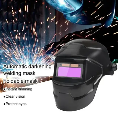 Welding Helmet 180° Adjustable Solar Powered Welding Helmet Auto Darkening LCD Clear Welding Shield