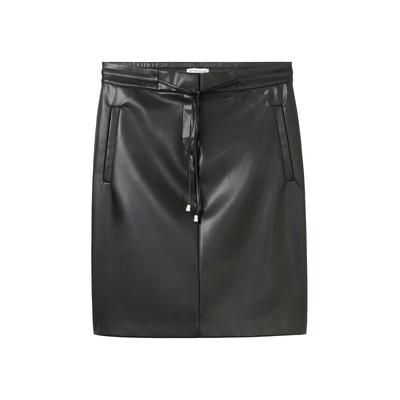TOM TAILOR Damen Rock aus Kustleder, schwarz, Uni, Gr. 42