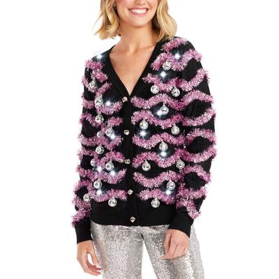 Women's Deck The Disco Balls Light Up Cardigan Sweater