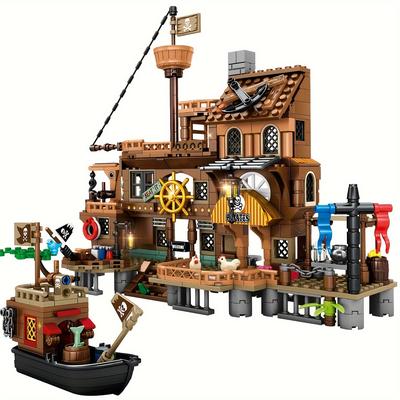TEMU Pirate Ship Set Pirate's Supply Center Building Brick Toy, 573 Pcs Image
